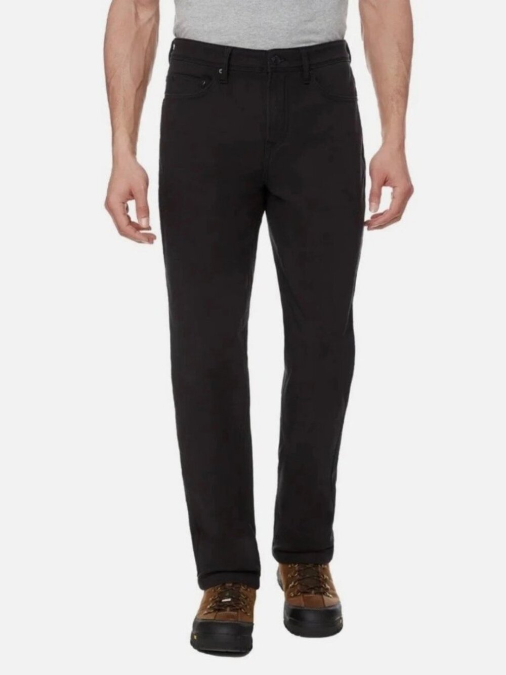 CAT Men's  Fleece Lined Canvas Pants Stretch Straight Workwear Size 34x30 Black